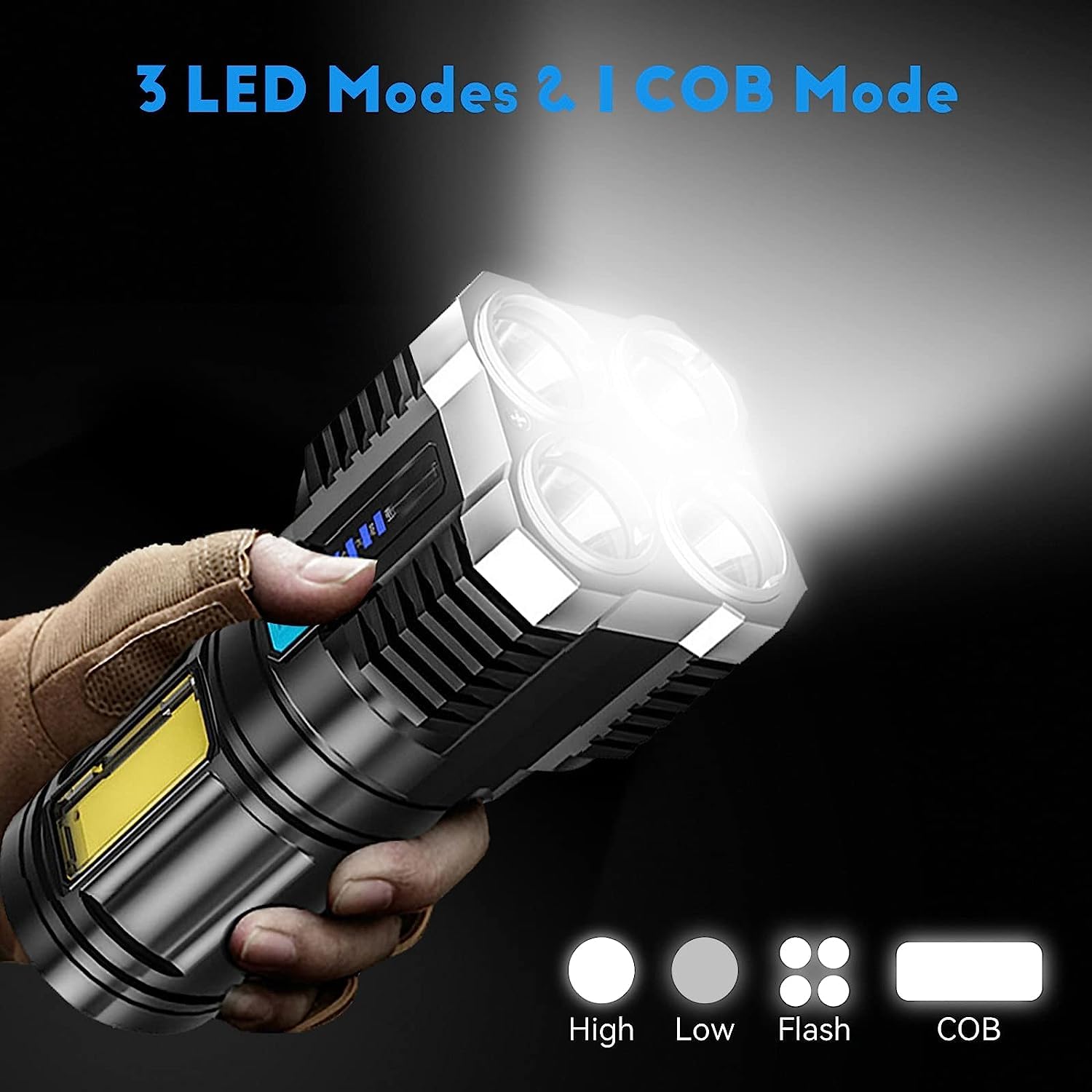SkyShopy Rechargeable Flashlight,Super Bright LED Flashlight Waterproof Handheld Flashlight with 4 Modes for Camping Emergency Hiking (Black) SkyShopy Rechargeable Flashlight,Super Bright LED Flashlight Waterproof Handheld Flashlight with 4 Modes for Camping Emergency Hiking (Black)